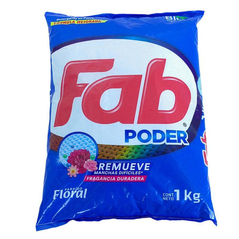 Detergente en Polvo Fab Poder Aroma Paraíso Floral de 1 kg