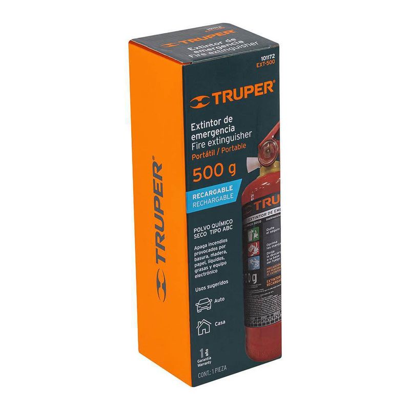 Extintor Portátil De Emergencia Tipo Abc De 500 G - Truper