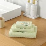 Set de 3 Toallas Viva Bordadas Color Verde