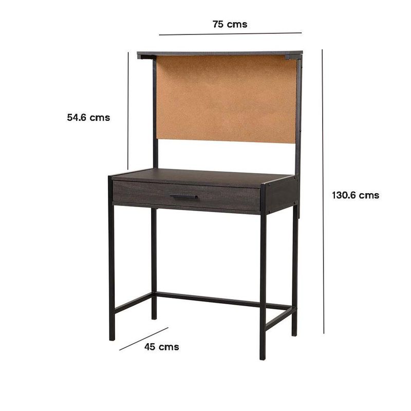 Escritorio Hematita Negro con Panel de Corcho 75x45 cm