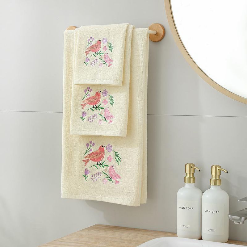 Set 3 Toallas Crema Aves