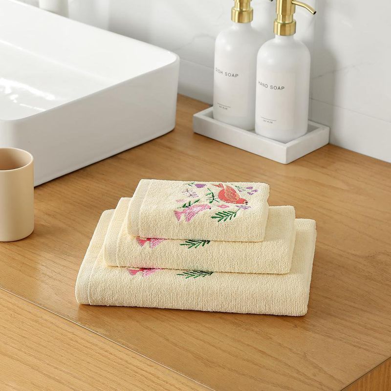 Set 3 Toallas Crema Aves