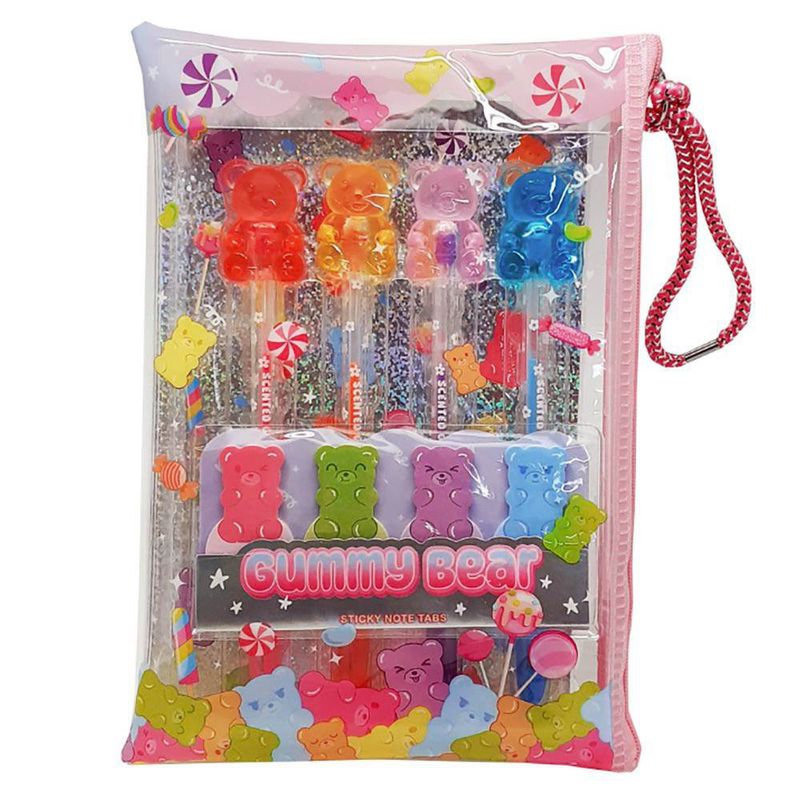 Set Escolar Gummy Bear con Lapiceros y Notas Adhesivas