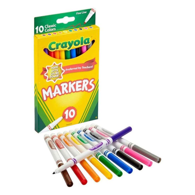 Set de 10 Marcadores Lavables Crayola Clásicos Punta Fina