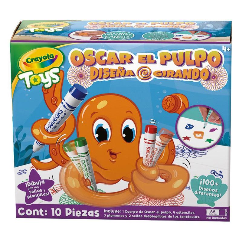 Set Crayola Oscar el Pulpo Diseña Girando con Sellos y Esténciles