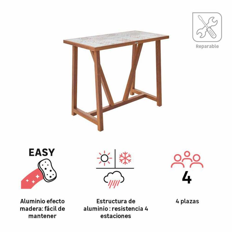 Mesa Jardín Alta Cerámica Gaia 4 Personas