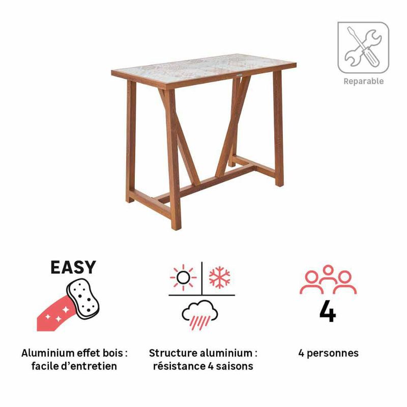 Mesa Jardín Alta Cerámica Gaia 4 Personas