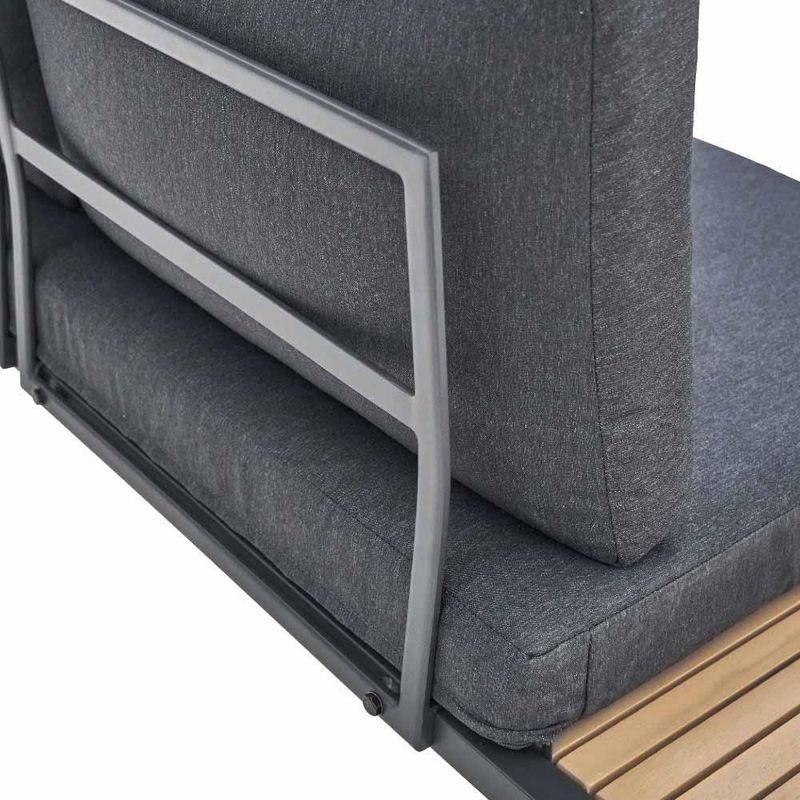 Sofá en L Gris Oscuro con Mesa Central