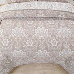 Set de Cubrecama King con Diseño de Flores Color Beige