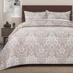 Set de Cubrecama King con Diseño de Flores Color Beige