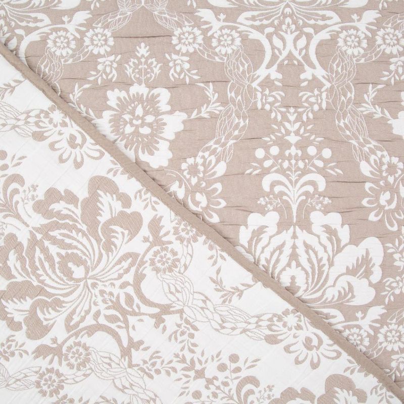 Set de Cubrecama King con Diseño de Flores Color Beige