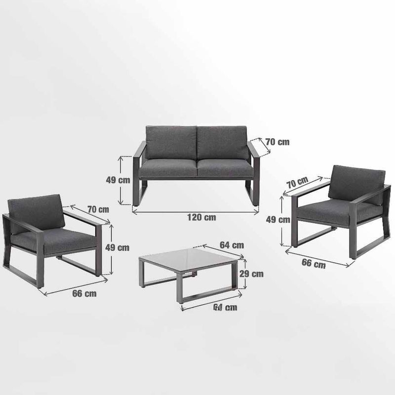 Set de Exterior Coffee Lyra Gris 4 Pzas