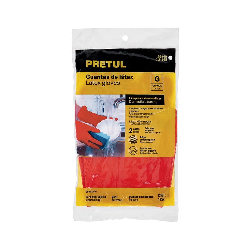 Guantes de Látex Pretul para Limpieza Doméstica Talla L