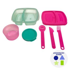 Set Infantil con Contenedores y Cubiertos en Colores Surtidos