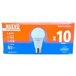 Set de 10 Focos LED Tecnolite A19 Luz de Día Base E27 de 13 W
