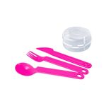 Set de 3 Cubiertos Lollipop con Estuche Infantil Color Rosado