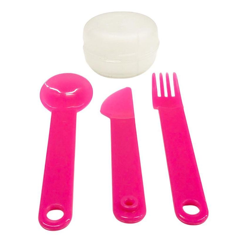 Set de 3 Cubiertos Lollipop con Estuche Infantil Color Rosado