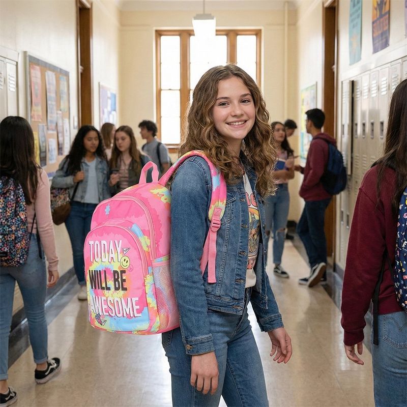 Mochila Escolar Multicolor Today Will Be Awesome de 30 x 13 x 42 cm