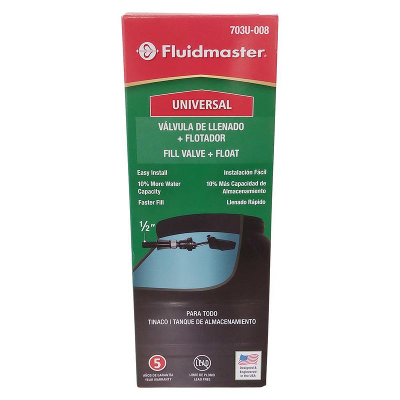 Válvula de Llenado con Flotador Fluidmaster Universal de 1/2 plg