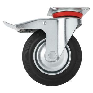 Rueda de Hule de 6 plg con Placa Giratoria y Freno