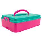 Caja Modular con Asa de 2 Litros Color Rosado con Verde