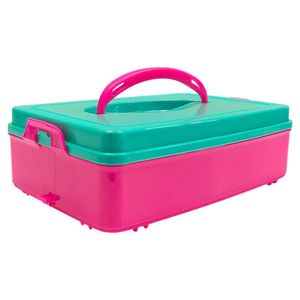 Caja Modular con Asa de 2 Litros Color Rosado con Verde