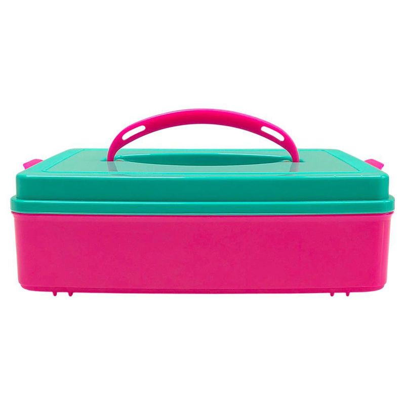 Caja Modular con Asa de 2 Litros Color Rosado con Verde