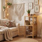 Estante de Bambú con Puerta de 35 x 35 x 80 cm Color Natural