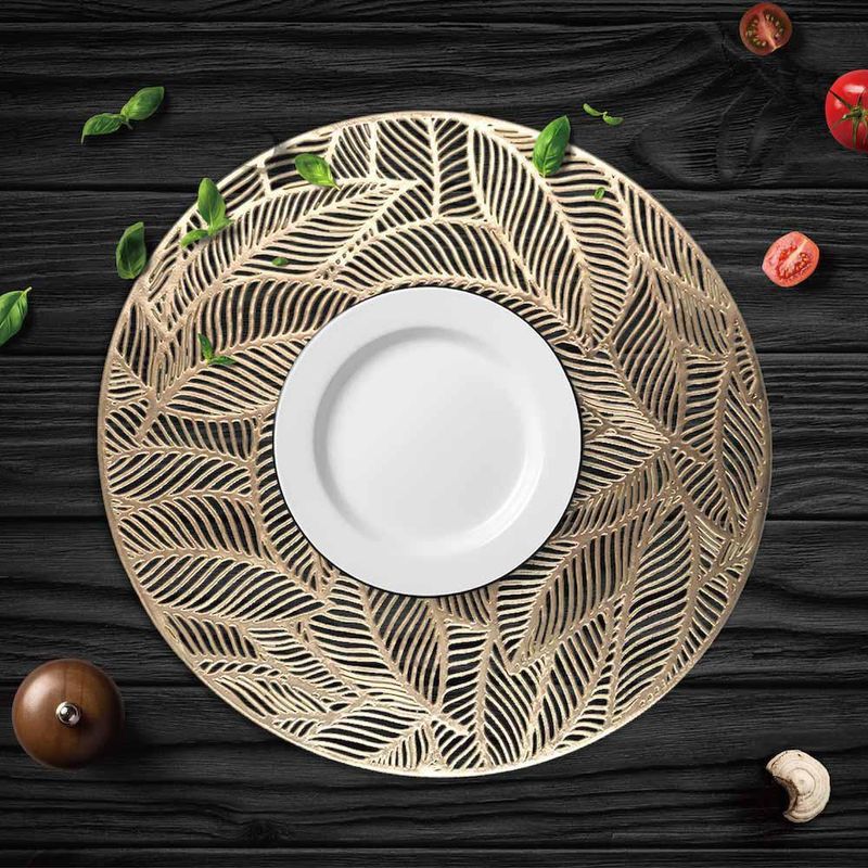 Individual Hojas Dorado 38 Cm