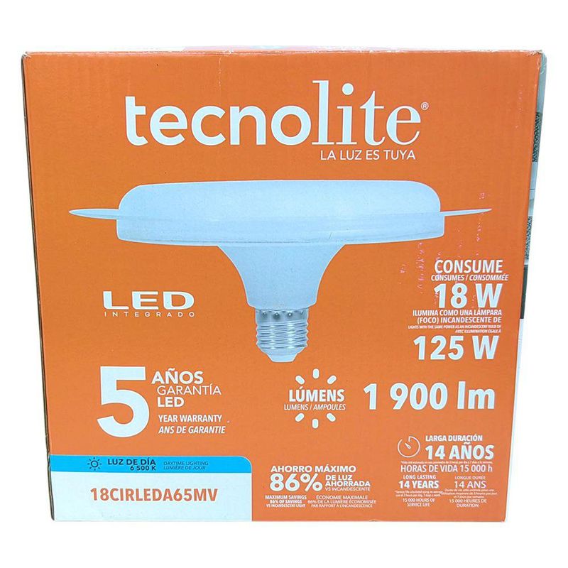 Set de 2 Focos LED Circulares Tecnolite Base E27 de 18 W