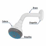 Cabeza de Ducha FOSET Fija de 2 1/2 plg con Brazo Color Blanco