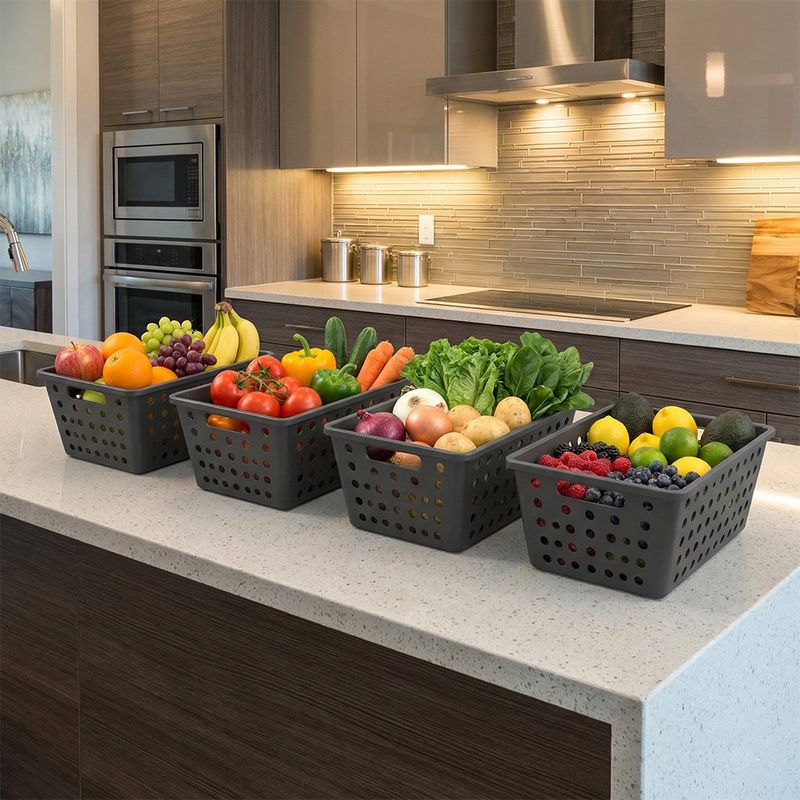 Set de 4 Canastas Rectangulares de 29 x 19 x 16 cm Colores Surtidos