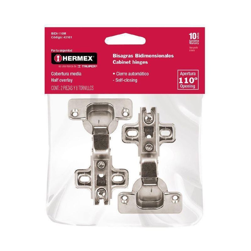 Bisagra Bidimensional Acero Canto Medio para Gabinete de 110°