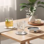 Set de 6 Portavasos Plateados con Base Redondo