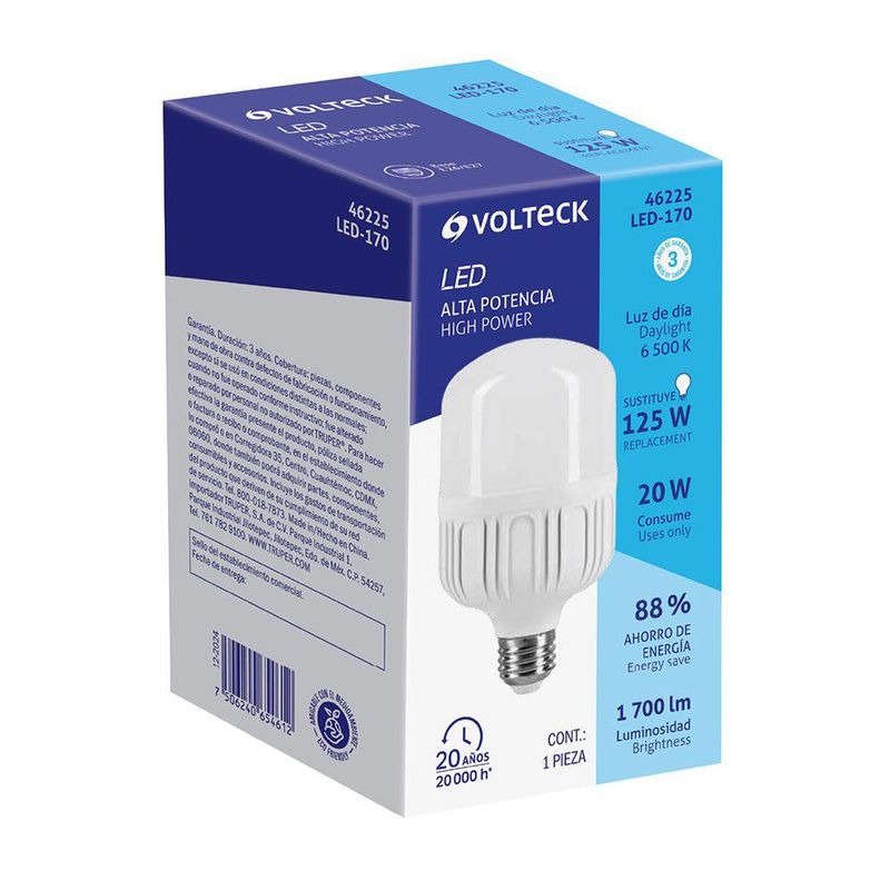 Bombilla LED Base E27 de 20W Alta Potencia Luz Fría