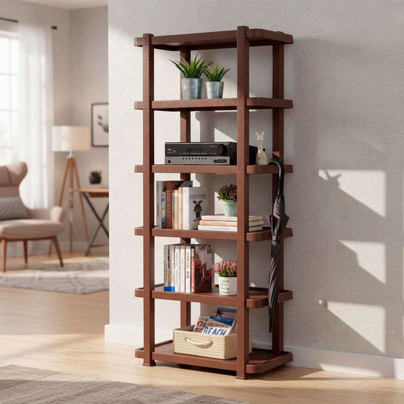 Estante de Plástico 6 Repisas Capacidad 300 lb Color Café