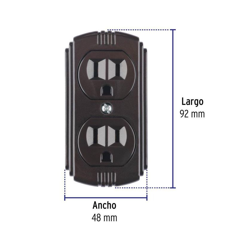 Tomacorriente Doble de Sobreponer Café 15 A