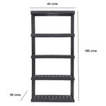 Estante de Plástico 5 Repisas Capacidad 385 lb Color Negro