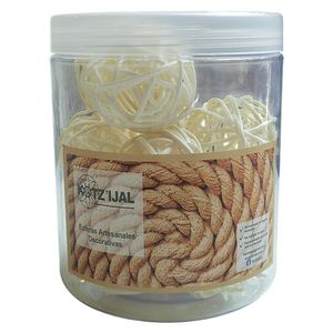 Paquete de 10 Esferas Decorativas Caladas de 1.5 plg Color Natural