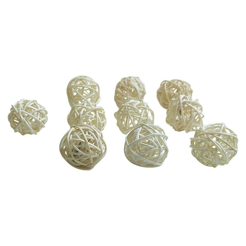Paquete de 10 Esferas Decorativas Caladas de 1.5 plg Color Natural