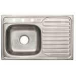 Lavatrastos Empotrable 80 x 50 cm Acero Inoxidable 1 Fosa Izquierda
