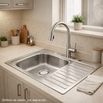 Lavatrastos Empotrable 80 x 50 cm Acero Inoxidable 1 Fosa Izquierda