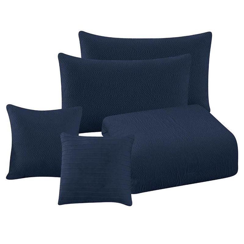 Set de Edredón de 5 Piezas Tamaño King Color Azul Marino