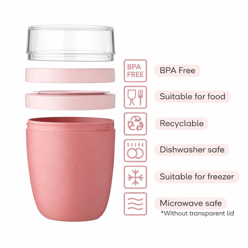 Lunchpot Ellipse Mini con 2 Compartimentos Color Vivid Mauve