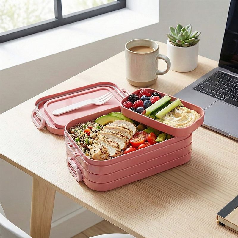 Lonchera Bento Desmontable Midi con 2 Compartimentos Color Rosa Nórdico