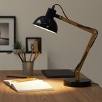 Lámpara de Escritorio Base E27 de 40W con Brazo Articulado de Madera
