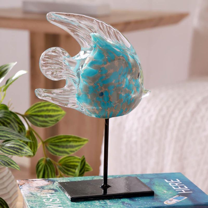 Pez Decorativo de Vidrio con Base