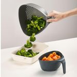 Set de Coladores Apilables con Mango Vertical Color Gris