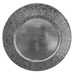 Plato Base de 33 x 33 cm Color Plateado con Diseño Ornamental