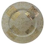 Plato Base de 33 x 33 cm Color Dorado con Borde de Puntos